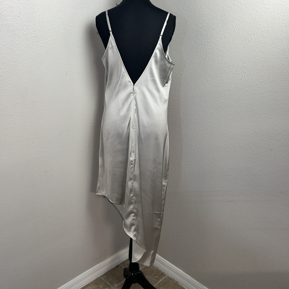 New The Drop Slip Dress Women's Medium Floral Asymmetric Liquid Satin Cowl Neck - Picture 2 of 8